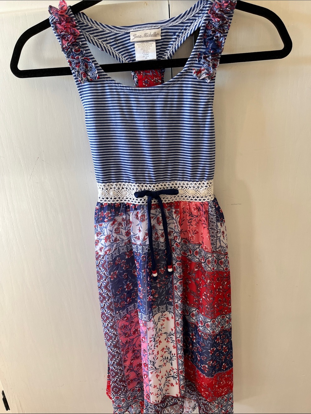Jona Michelle Blue, Red & Pink Patchwork Sundress